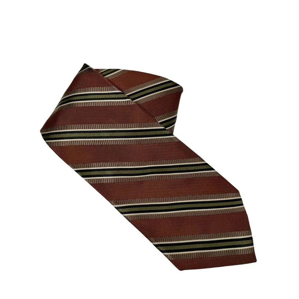 Jos. A. Bank Signature Collection Mens Rust and Black Stripes Silk Tie